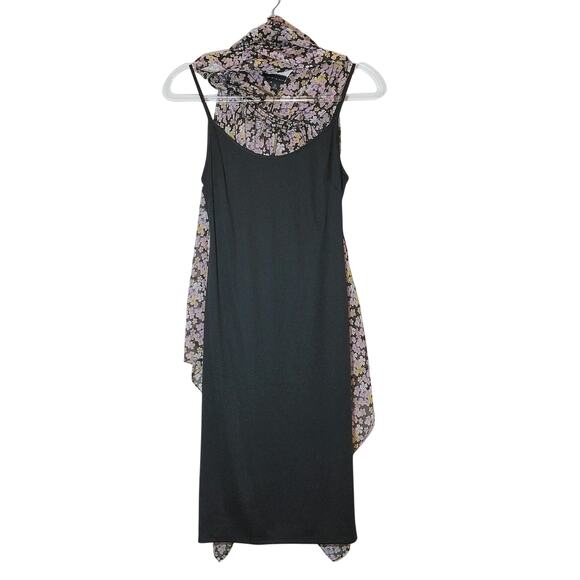 Tommy Hilfiger Sheer Bon Sorbonne Floral Hanky Hem Dress Midi Maxi Pink Black XS - Picture 12 of 16